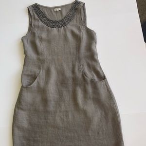100% Linen dress made in Italy size M, ribbed cotton material on sides